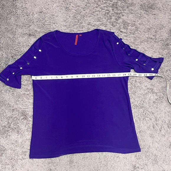 Love Scarlett Dark Purple 3/4 Cut Out Sleeve Top Blouse Sz M - Picture 7 of 10